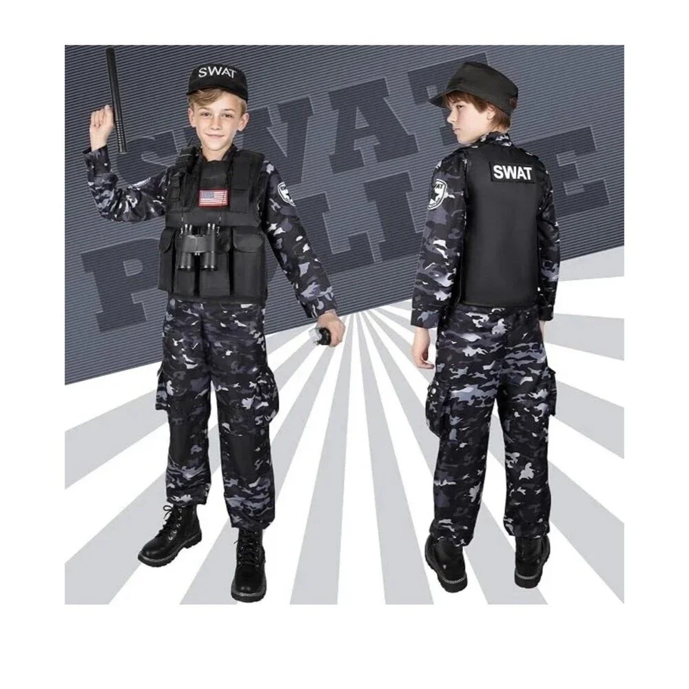Luucio SWAT Police Officer Costume for Kids w Accessories XL Halloween Costume